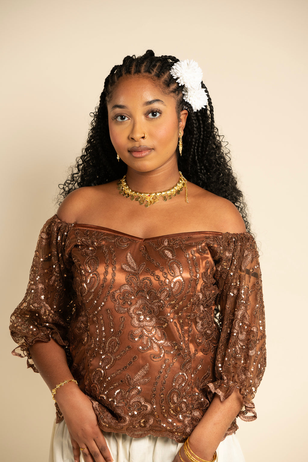 Body Dentelle yumna - marron
