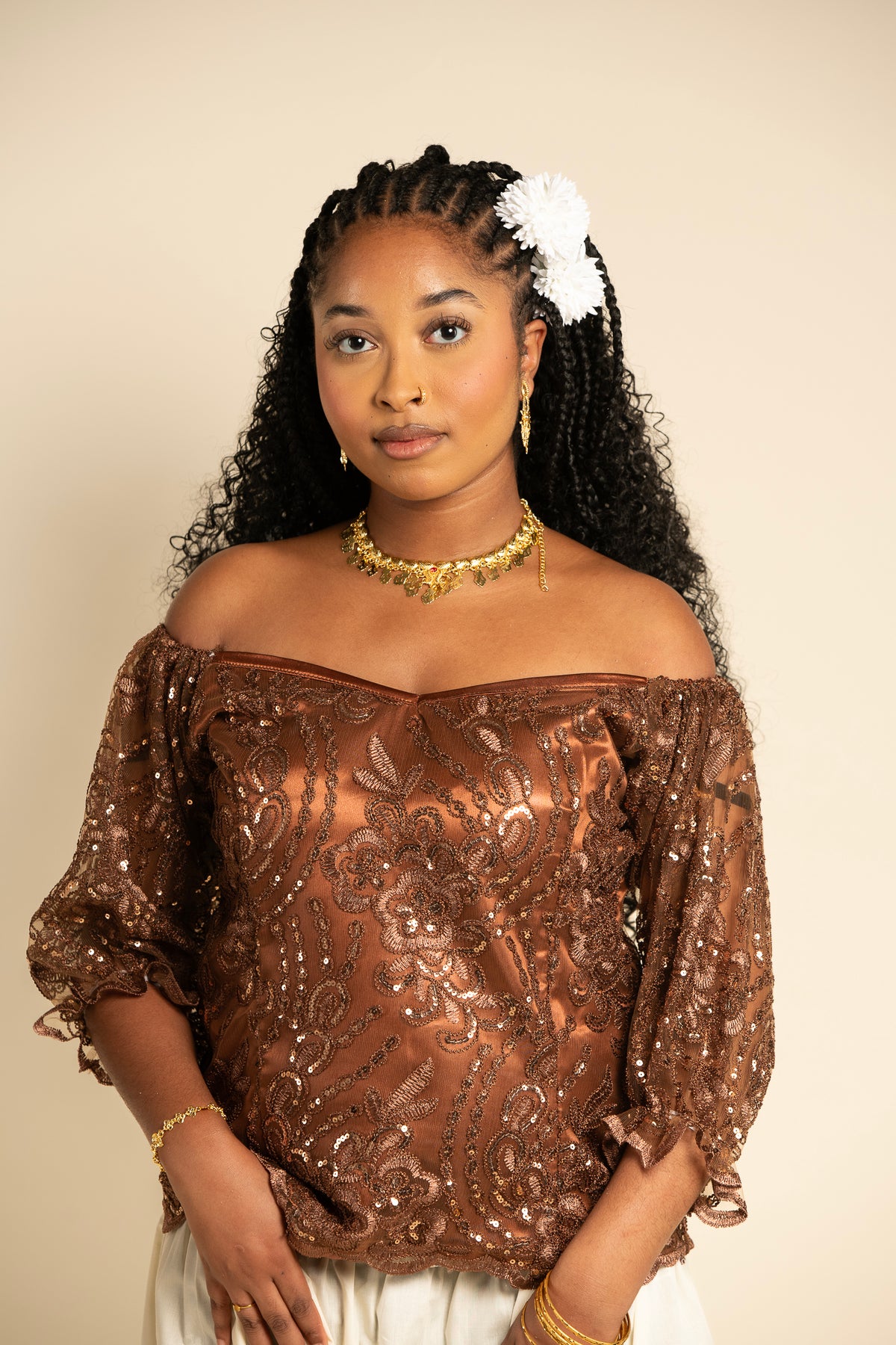 Body Dentelle yumna - marron