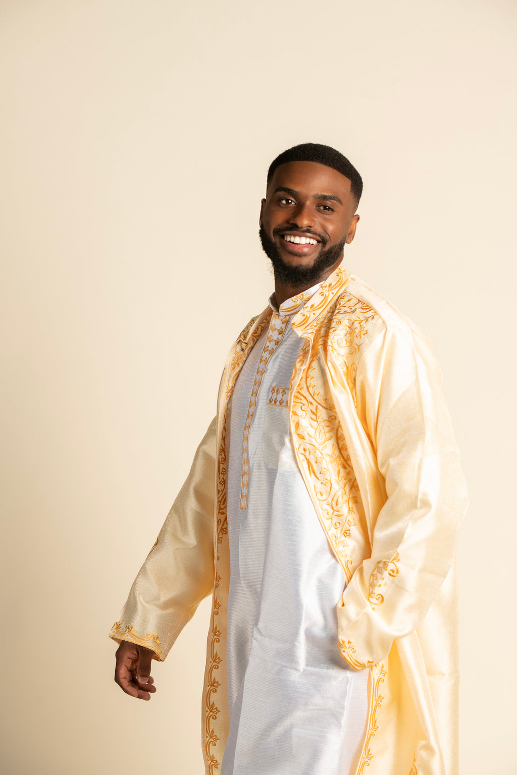 ENSEMBLE QAMIS NAEL - Jaune Poudré Or